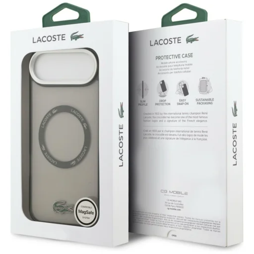 iPhone 17 Air átlátszó szürke Lacoste Shockproof Frosted MagSafe tok - 8