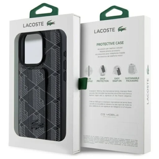 iPhone 15 Pro 6,1" fekete kemény tok Grip Stand Mono Lacoste - 8
