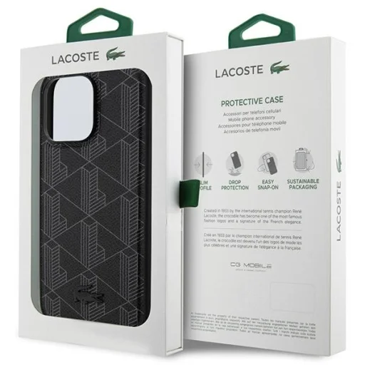 iPhone 15 Pro Max Lacoste LCHMP15XPBSK fekete kemény tok Blend Monogram dizájnnal és MagSafe-fel tok - 8