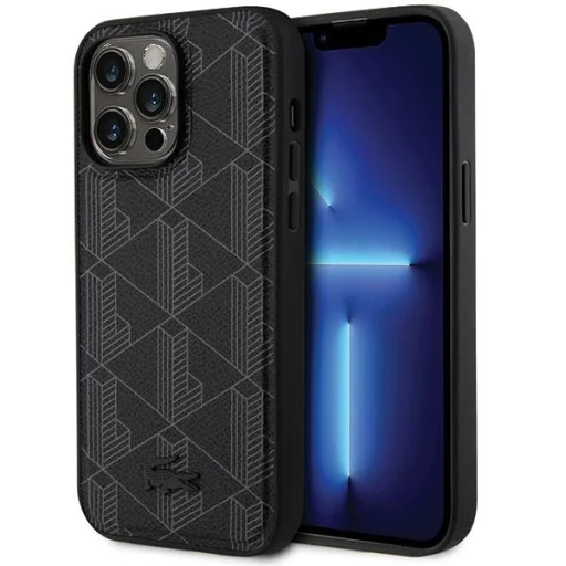 iPhone 15 Pro Max Lacoste LCHMP15XPBSK fekete kemény tok Blend Monogram dizájnnal és MagSafe-fel tok - 1