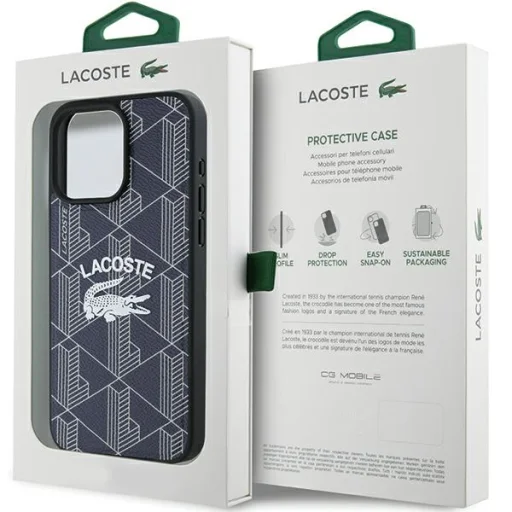 iPhone 15 Pro 6.1" navy Lacoste Monogram Vintage Logo MagSafe tok - 8