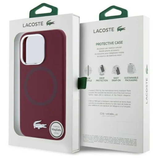 iPhone 15 Pro Max bordeaux Lacoste Silicone Croco Logo MagSafe tok - 8