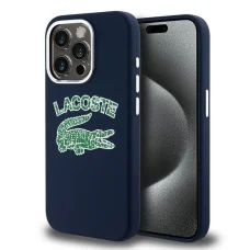 iPhone 15 Pro Max navy kék Lacoste LCHMP15XUCRV kemény tok Silicone Cracked Logo MagSafe tok