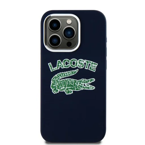 iPhone 15 Pro Max navy kék Lacoste LCHMP15XUCRV kemény tok Silicone Cracked Logo MagSafe tok - 3