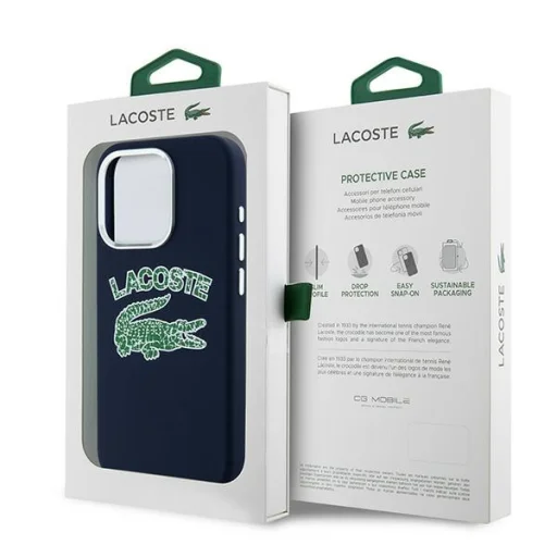 iPhone 15 Pro Max navy kék Lacoste LCHMP15XUCRV kemény tok Silicone Cracked Logo MagSafe tok - 8