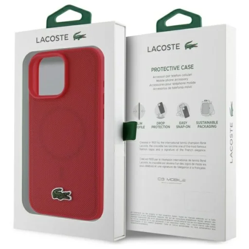 iPhone 16 Pro Max Lacoste LCHMP16XPVCR 6.9" piros kemény tok Iconic Petit Pique MagSafe tok - 8
