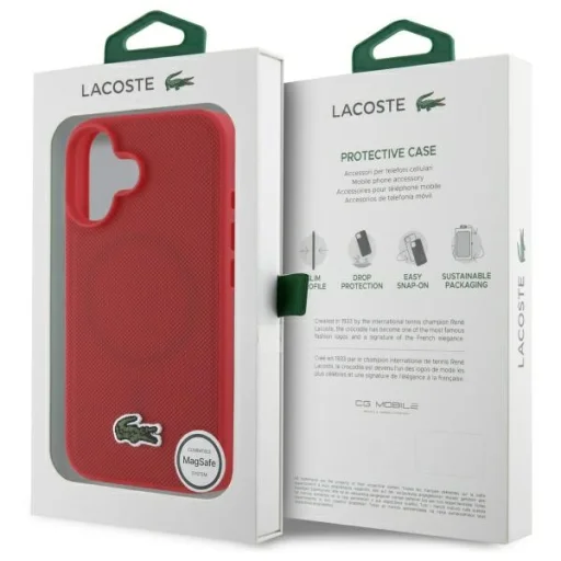 iPhone 16 Plus piros Lacoste LCHMP16MPVCR Iconic Petit Pique Woven Logo tok - 8