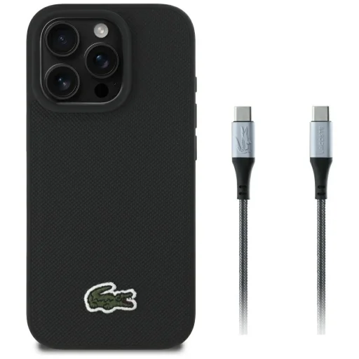 iPhone 16 Pro Max Lacoste 2 az 1-ben tok és USB-C kábel fekete - 1