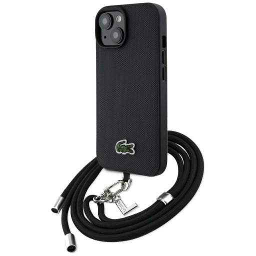 iPhone 15 Lacoste Iconic Petit Pique Crossbody Cord MagSafe tok fekete - 1