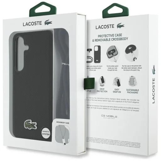 Samsung Galaxy S25 Case Lacoste Iconic Petit Pique Woven Logo CBDY Strap MagSafe tok fekete - 9