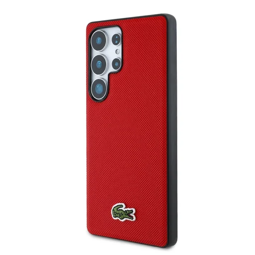 Samsung Galaxy S25 Ultra Lacoste Iconic Petit Pique Szövött Logó MagSafe piros tok - 2