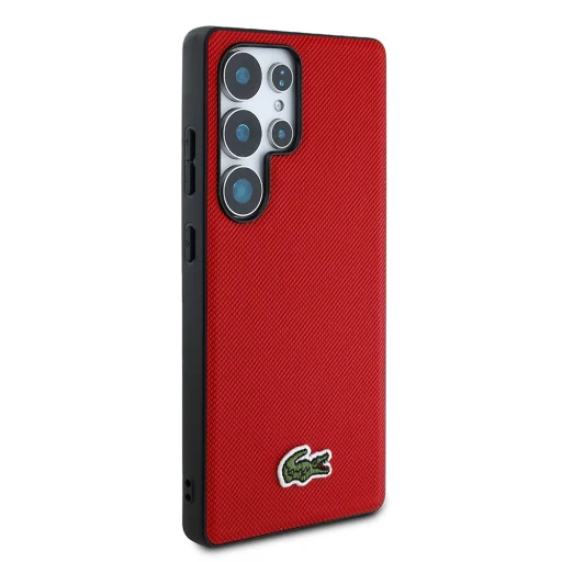Samsung Galaxy S25 Ultra Lacoste Iconic Petit Pique Szövött Logó MagSafe piros tok - 4