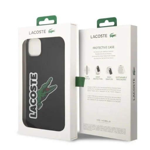 iPhone 15 Plus Lacoste LCHCP14MSHK fekete hardcase krokodil fej szilikonnal tok - 8