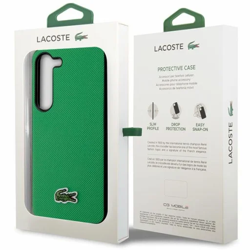 Samsung Galaxy S23 Plus zöld tok Lacoste LCHCS23MPVCN Iconic Petit Pique mintával - 8