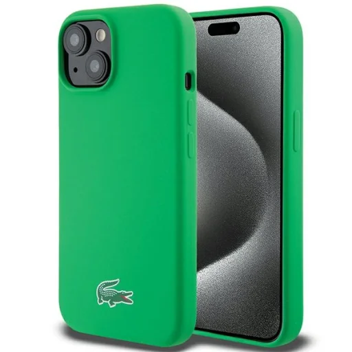iPhone 15 Plus Lacoste Silicone Croc Logo MagSafe zöld tok - 1