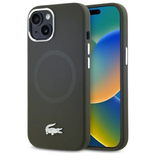 iPhone 15 6.1" khaki Silicone Croco Logo MagSafe Lacoste tok - 1