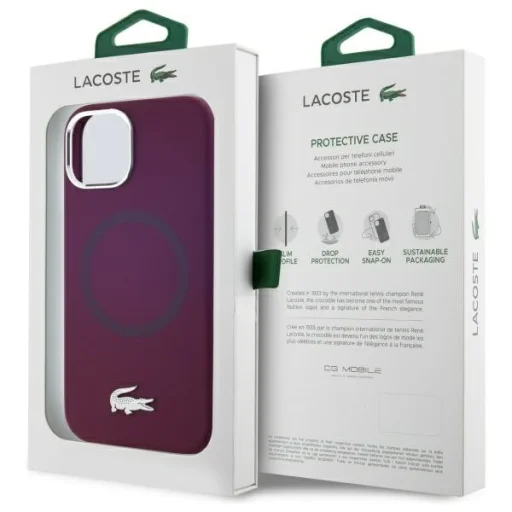 iPhone 15 6.1" bordeaux Lacoste LCHMP15SSMAR Croco Logo MagSafe tok - 8