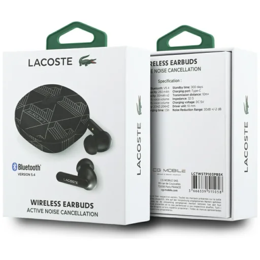 Fekete Lacoste Monogram The Blend fülhallgató - 6