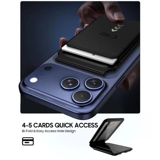 Univerzális Magsafe mágneses kártyatartó állvány - Tech-Protect Magwallet - Szénszál - 2