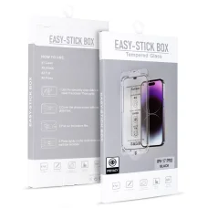 Edzett üveg teljes ragasztású adatvédelmi üvegfólia Easy-Stick doboz IPHONE 17 PRO FEKETE üvegfólia