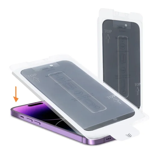 Edzett üveg Teljes Ragasztású Privacy Könnyen Felhelyezhető Doboz iPhone 16 Pro/17 fekete üvegfólia - 2