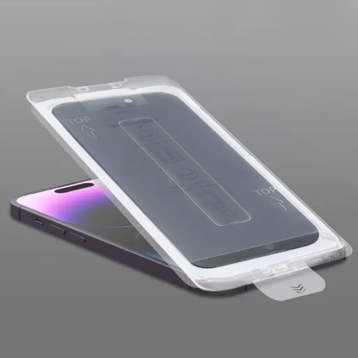 Edzett üveg Teljes Ragasztású Privacy Könnyen Felhelyezhető Doboz iPhone 16 Pro/17 fekete üvegfólia - 5