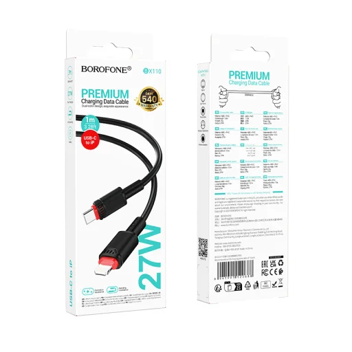 Borofone Kábel BX110 Beneficio - USB Lightning 2,4A 1 méter fekete - 5