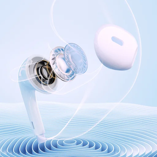 QCY LH1 fülhallgató távirányítóval és mikrofonnal 1.15m - Fehér - 6