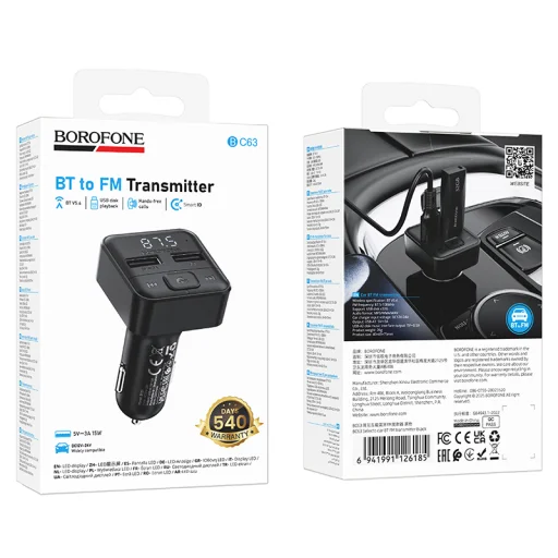 Borofone FM Transmitter BC63 Selecto MP3, Bluetooth - 2xUSB - fekete - 9