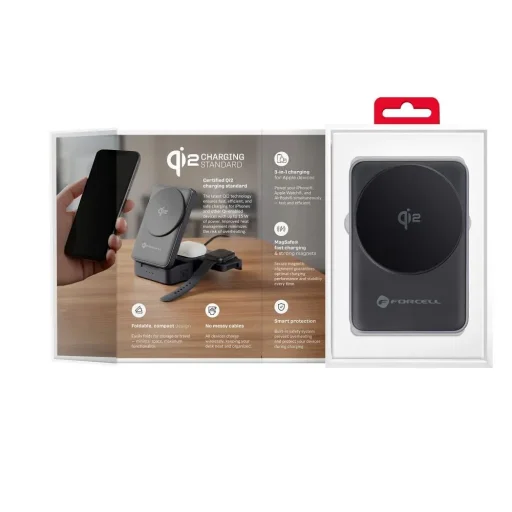 Forcell F-Energy 3 az 1-ben Flex Pro Qi2 MagSafe kompatibilis vezeték nélküli töltő (F-05) ezüst - 5