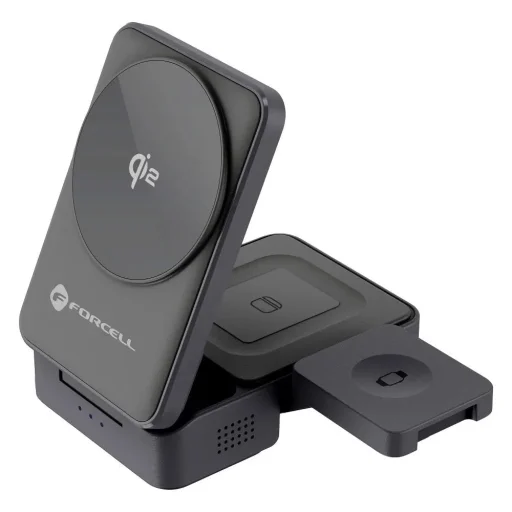 Forcell F-Energy 3 az 1-ben Flex Pro Qi2 MagSafe kompatibilis vezeték nélküli töltő (F-05) ezüst - 1