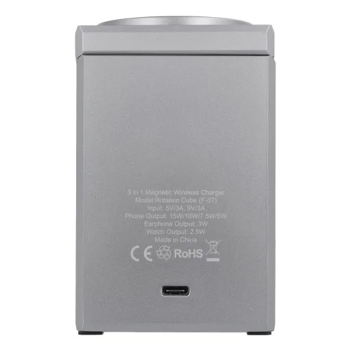 Forcell F-Energy 3 az 1-ben Rotation Cube Qi2 MagSafe-kompatibilis vezeték nélküli töltő (F-06) ezüst - 12