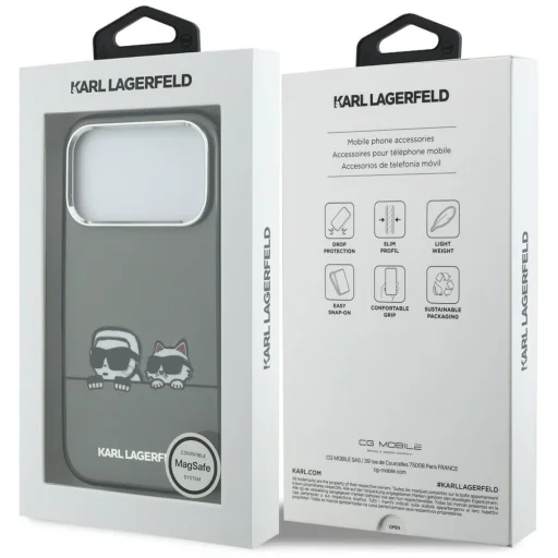 Karl Lagerfeld IML K&CH Heads Logo MagSafe puzdro pre iPhone 17 Pro čierne puzdro - 8