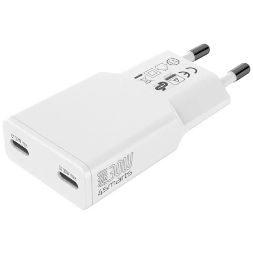 4smarts FlatPlug Slim  Dual 30W GaN 2xUSB-C fehér hálózati töltő adapter - 2