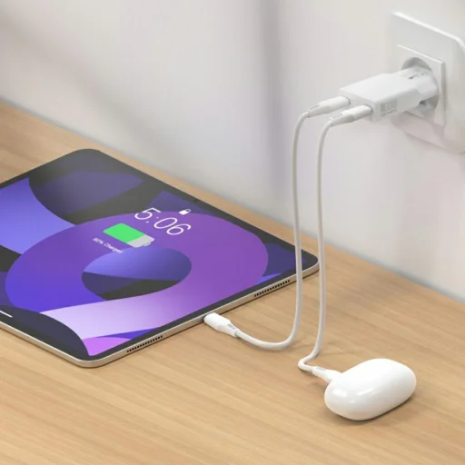 4smarts FlatPlug Slim  Dual 30W GaN 2xUSB-C fehér hálózati töltő adapter - 6