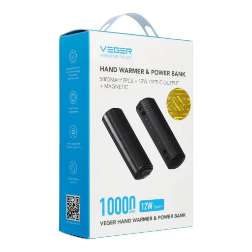 Veger Powerbank W0587 2,4A 2 db 2 x 5000 mAh kézmelegítővel fekete és ezüst - 7