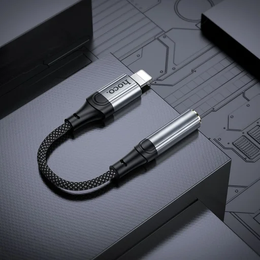 Hoco LS36A fém szürke Lightning to Jack 3,5 mm adapter - 7