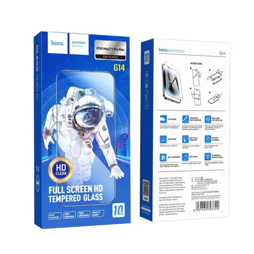 iPhone X / XS / 11 Pro Hoco HD 5D Guardian shield 10 db G14 fekete üvegfólia - 9