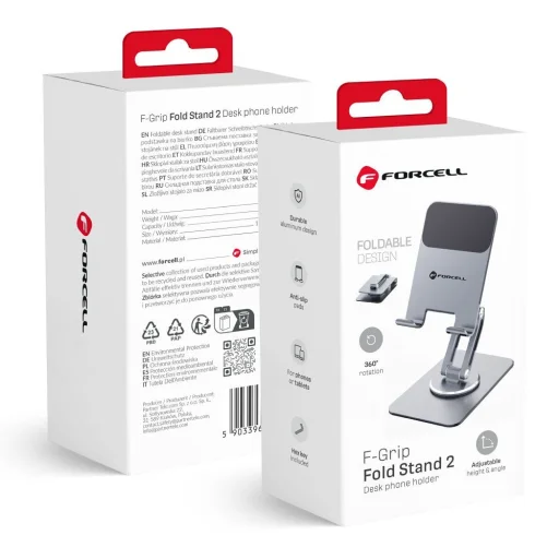 Asztali telefon/ tablet tartó Forcell F-Grip Fold Stand 2 360 szürke - 1
