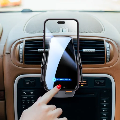  Forcell F-Grip HS6 15W fekete szélvédőre / szellőzőrácsra autós telefontartó - 5