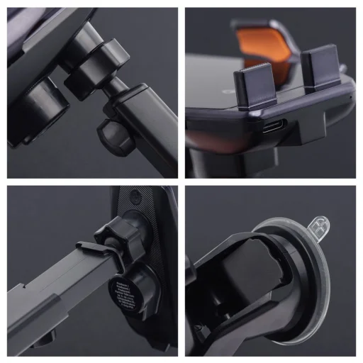  Forcell F-Grip HS6 15W fekete szélvédőre / szellőzőrácsra autós telefontartó - 10