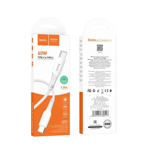 Hoco 60W 3A 1 m X70 fehér USB C - USB C kábel - 4
