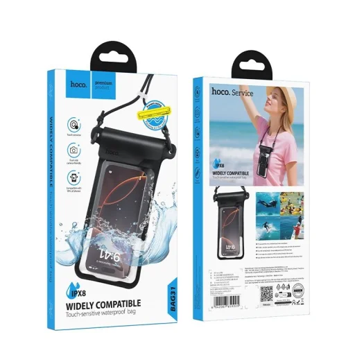 Univerzális fekete vízálló telefontok Hoco BAG31 tok - 9
