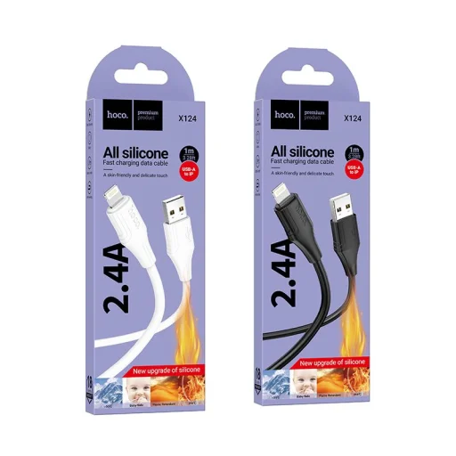 Lightning USB kábel Hoco 2,4A 1 m szilikon fekete - 7