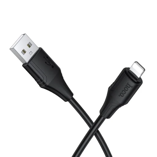 Lightning USB kábel Hoco 2,4A 1 m szilikon fekete - 1