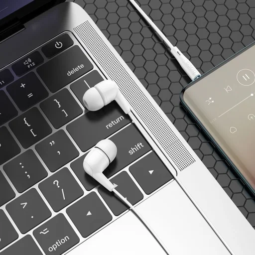 Hoco M97 USB-C vezetékes fülhallgató fehér, - 4