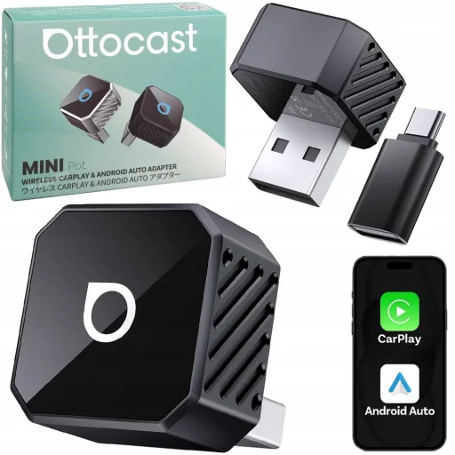 Fekete OTTOCAST Mini Cube T3 vezeték nélküli autós adapter - 2