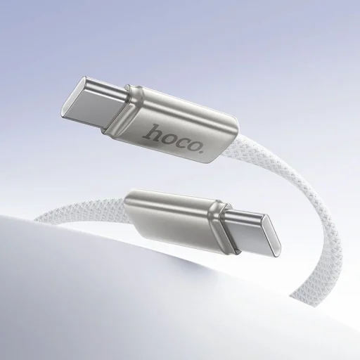 Plochý kábel USB C - USB C Hoco 3A 60W 1 m biely - 10