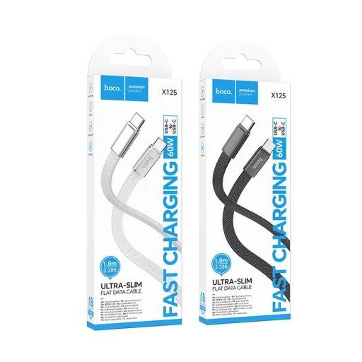 USB C - USB C Hoco 3A 60W 1 m X125 fekete Type-C kábel - 7