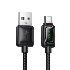 USB A-ról USB C-re LCD kijelzős kábel Hoco 3A 1,2 m fekete